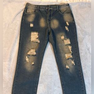 Streetwear Society Distressed Dark Blue Relaxed Jeans